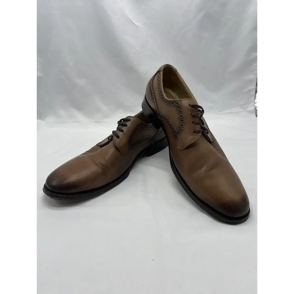 Martin Dingman Oxford Mens Size 9D Dress‎ Shoes Brown Burnished Leather Cap Toe